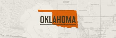 A graphic of the state of Oklahoma representing Oklahoma hunting seasons.